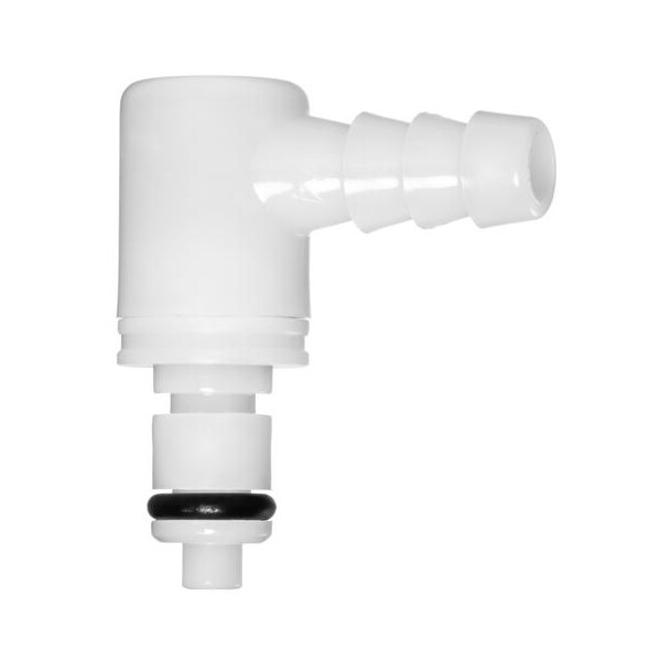 Usa Industrials Acetal Quick Disconnect, Elbow, 1/4" Plug x 3/8" Barbed ZUSA-TF-QD-A-26 - main