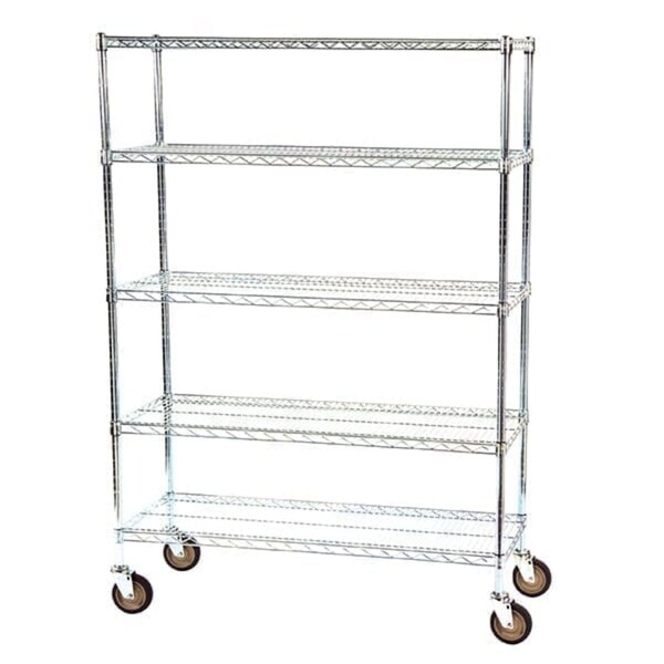 Lakeside Wire Shelving Unit, 24"D x 48"W x 78"H, 5 Shelves, Silver
