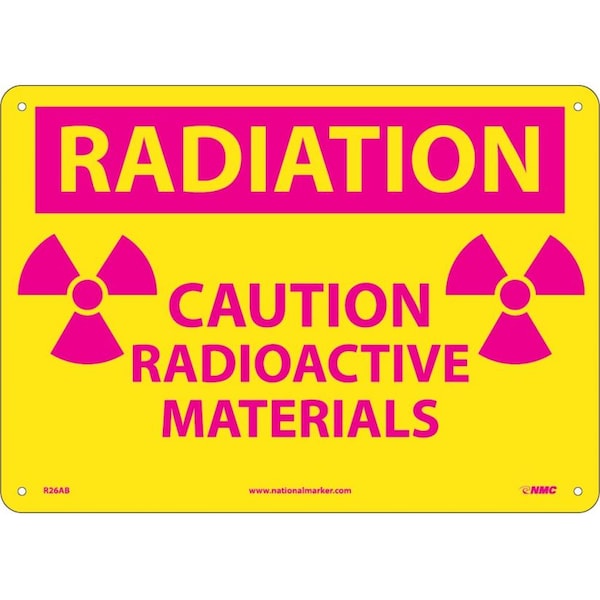 Nmc Radiation & Laser Sign, 10 in H x 14 in W, Aluminum R26AB - main