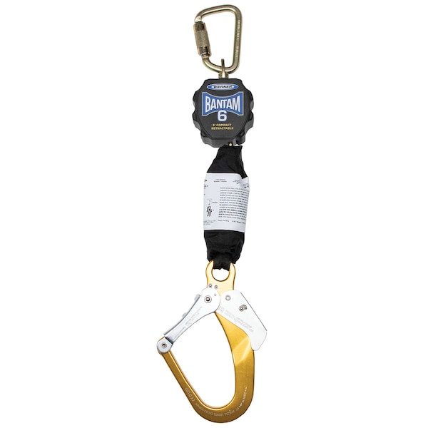 Werner Bantam Self-Retracting Lifeline, Carabiner, Steel, 1 Leg(s), 400 lb Weight Capacity R430006-R - main