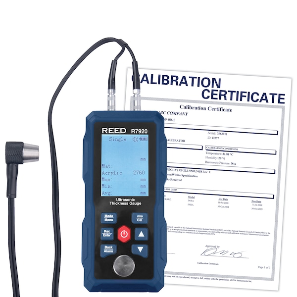 Reed Instruments Ultrasonic Thickness Gauge, 3ft. R7920NIST Zoro