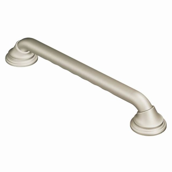 Moen 18" L, Concealed, Stainless Steel, Ultima 18" Curl Grip Grab Bar Brushed Ni, Brushed Nickel R8718D3GBN