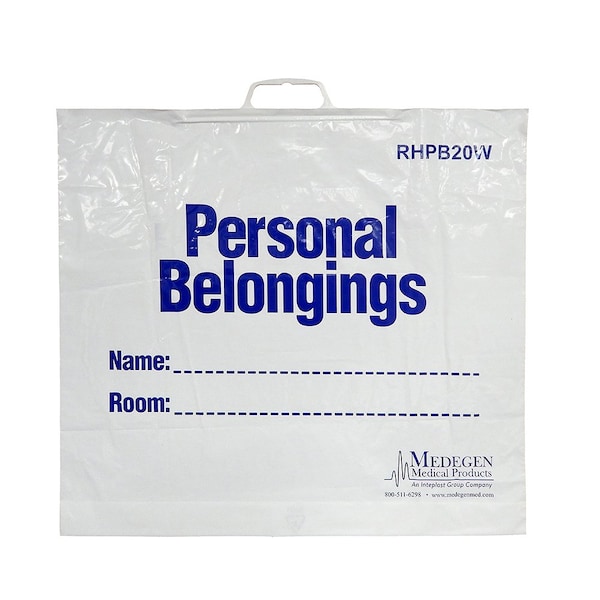 Medegen Medical Products Patient Blngng Bag, 20x18x3", Wht/Bl, PK250 RHPB20W - main