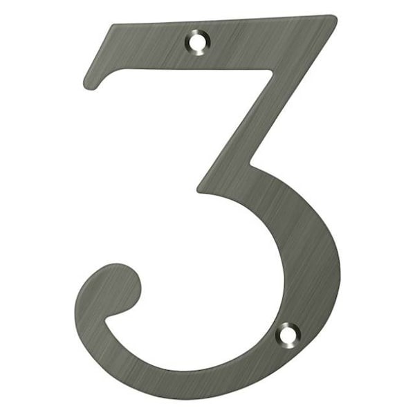 Deltana Numbers, Solid Brass Antique Nickel 4" RN4-3U15A