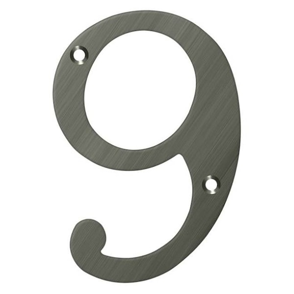 Deltana Numbers, Solid Brass Antique Nickel 4" RN4-9U15A