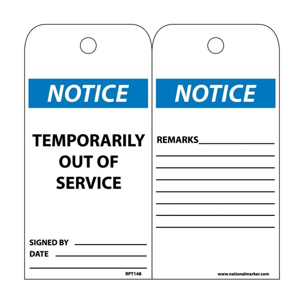 Nmc Notice Temporarily Out Of Service Tag, Pk25 RPT148 - main
