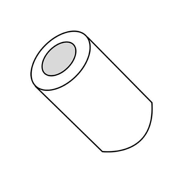 Zoro Select Round Spacer, 10 Screw Size, Nylon, 1 in Overall Lg, 1000