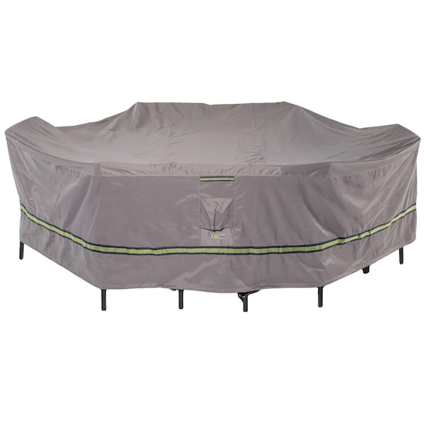 Duck Covers Soteria Grey RainProof Patio Rectangle Table Set Cover, 127"x84" RTO12784 - main