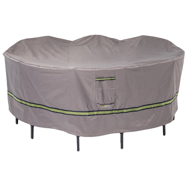 Duck Covers Soteria Grey RainProof Patio Round Table Set Cover, 76"x76" RTR07676 - main