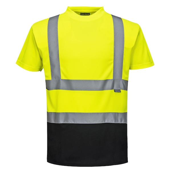 Portwest Hi-Vis 2-Tone T-Shirt, Class 2, Type P, Type R, 100% Polyester, Yellow/Black, M S378 - main