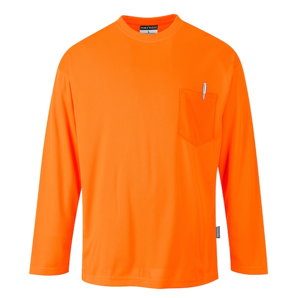 Portwest Long Sleeve Moisture Wicking T-Shirt, 100% Polyester, Orange, 2X S579 - main