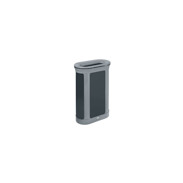 Rubbermaid Commercial Enhance(TM) 13 gal Oval Indoor Metal Can, Gray, None, Metal, 11 1/2 in 2172851 - main