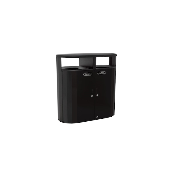 Rubbermaid Commercial Resist(R) 66 gal Oval Outdoor Can, Black, None, Metal, 24 1/4 in 2185042 - main