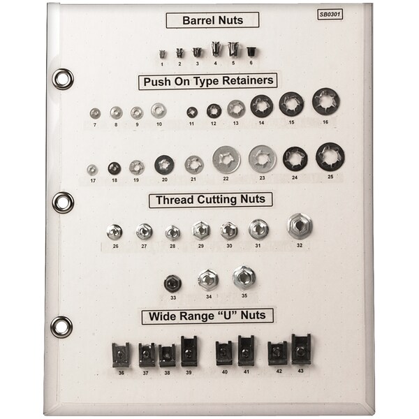 Disco Nut/Retainer Sample Board Barrel, Thrd Cutting, U Type SB0301 - main