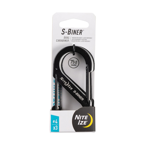 Nite Ize S-BINER STAINLESS STEEL DUAL CARABINER, Stainless Steel, Black SB4-A1-3R3 - main