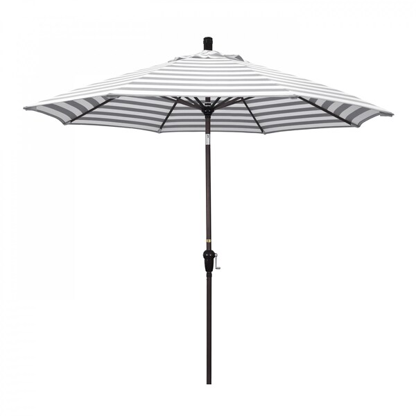 March Patio Umbrella, Octagon, 102.38" H, Olefin Fabric, Gray White Cabana Stripe SDAU908117-F95