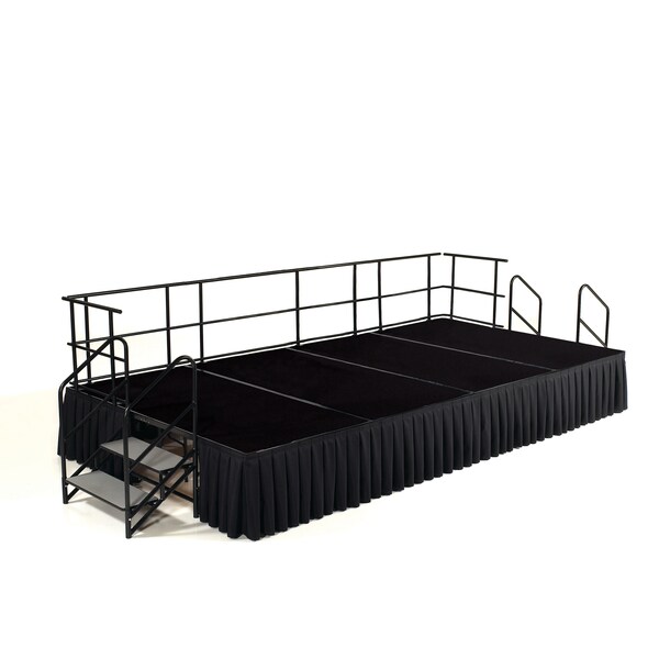 National Public Seating Stage Package, 8 Ft.x12 Ft.x24"H, Black Carpet, Box Pleat Black Skirting SG362404C-10-SB10 - main