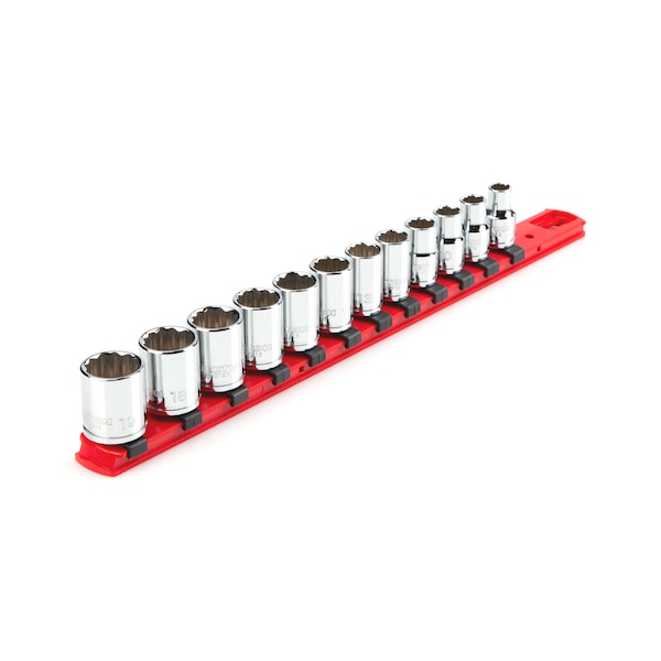 Tekton 3/8 Inch Drive 12-Point Socket Set with Rail, 12-Piece (8-19 mm) SHD91104 - main