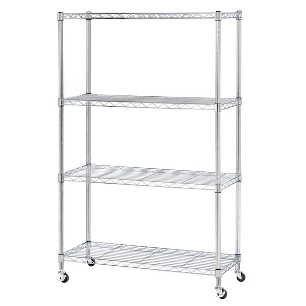 Seville Classics Steel Wire Shelving, 4 Tier, Chrome, 14 in D, 36 in W, 54 in H, Chrome-plated SHE15387B - main