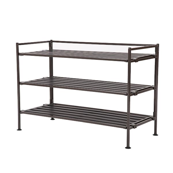 Seville Classics Shoe Rack, Resin Slatted, 3 Tier, Espresso SHE15882 - main