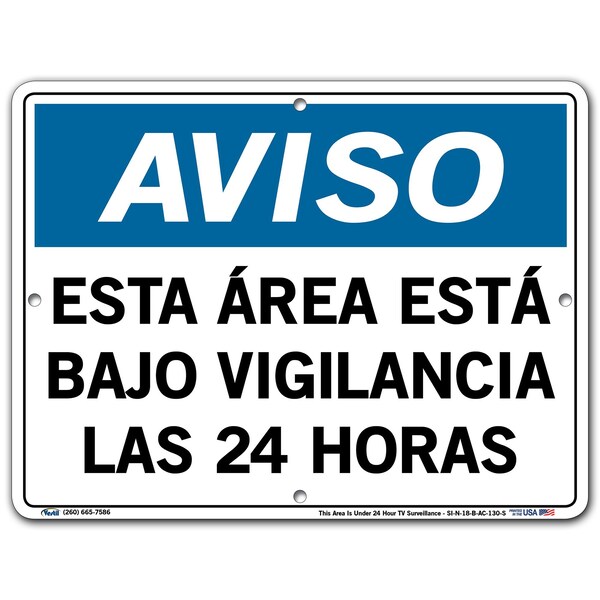Vestil Aluminum Composite Sign, 9-1/2" Height, 12-1/2" Width, Aluminum Composite, Rectangle, Spanish SI-N-18-B-AC-130-S