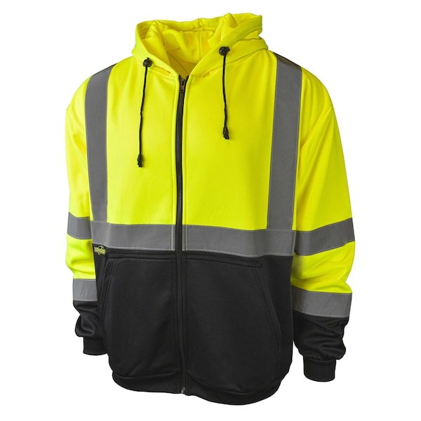 Radians Hi-Vis Hooded Sweatshirt, Type R Class 3, Type R, 100% Polyester Anti-pill Fleece, M SJ01B-3ZGS-M - main