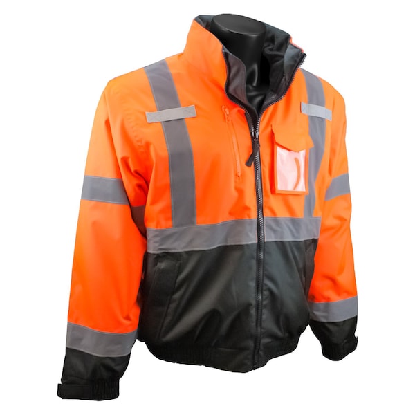 Radians Hi-Vis 3-in-1 Bomber Jacket, 100% Polyester Oxford, 300D, DWR Coated, Hi-Vis Orange / Black, XL SJ210B-3ZOS-XL - main
