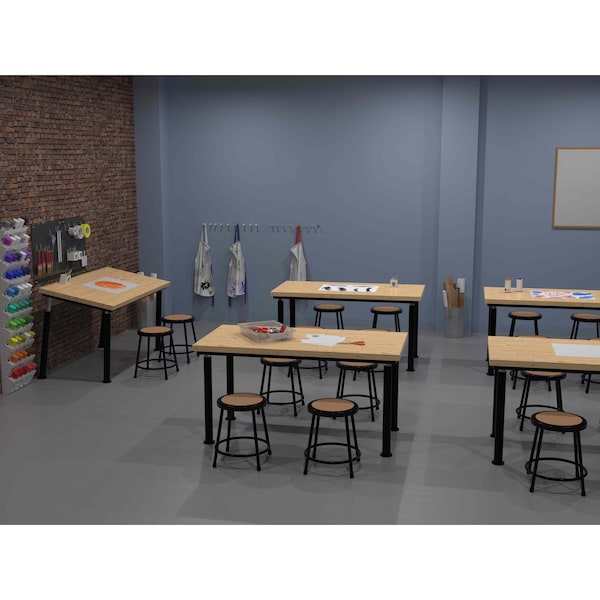 National Public Seating Round Stool, Height Range 18", Masonite Board Black 6218-10 - main