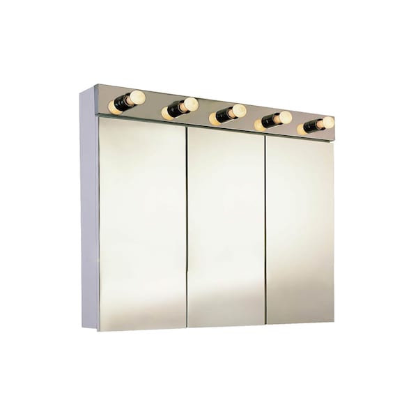 Ketcham 36" x 34" Surface Mounted Polished Edge Tri-View Illuminated Cabinet SM-L-3630PE