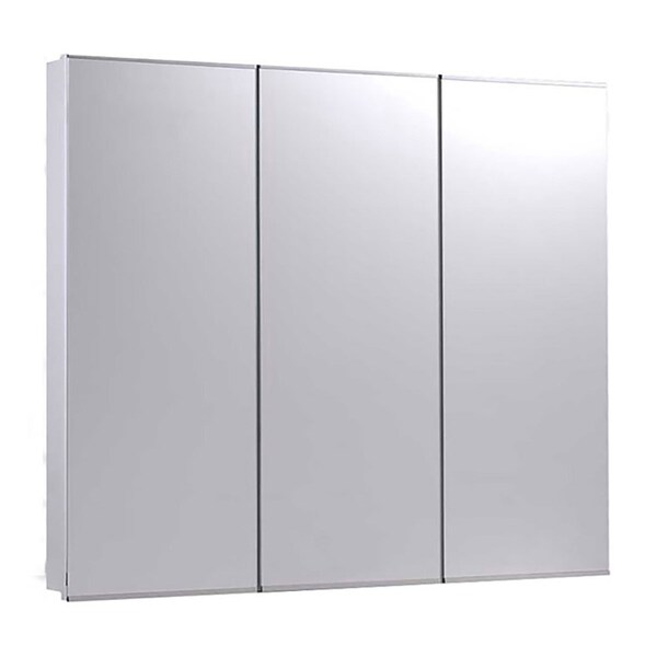 Ketcham 36" x 36" Semi-Recessed Stainless Steel Trim Tri-View Medicine Cabinet SR-3636