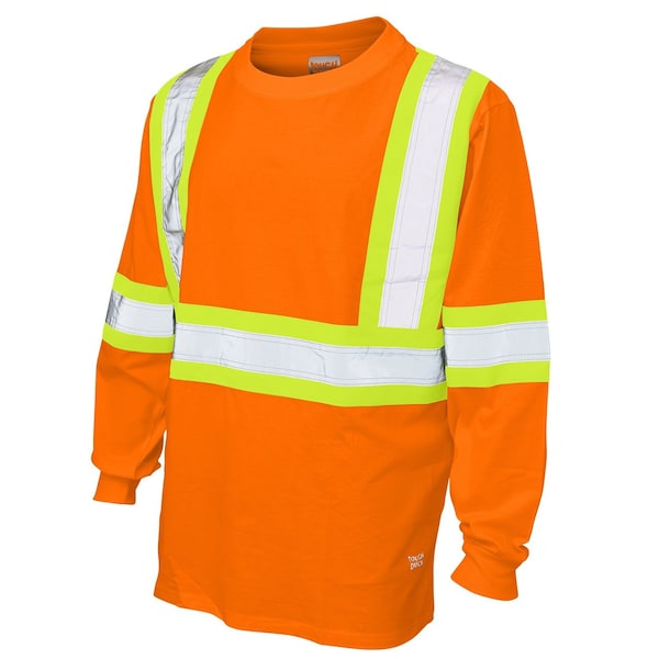 Tough Duck L/S Safety T-Shirt w/100pct.Cotton, Orng. ST211 - main