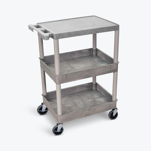 Luxor Flat Top and Tub Middle/Bottom Shelf Cart - Gray STC211-G - main