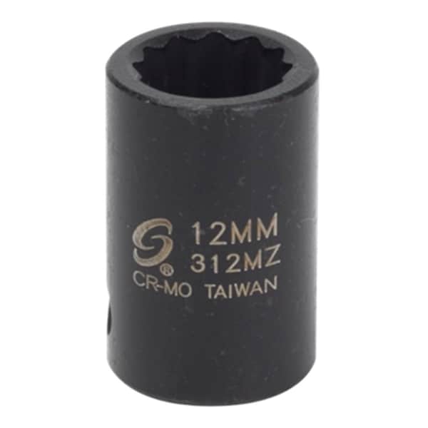 Sunex Impact Socket, 12Pt, 12mm, 3/8"Dr 312MZ