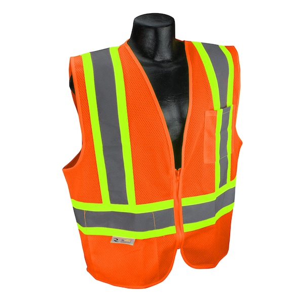 Radians Two-Tone Safety Vest 4XL Class Class 2 X Back, , Zipper Closure 2 Pockets SV22X-2ZOM-4X - main