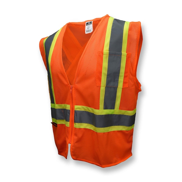 Radians Two-Tone Safety Vest L Class 2 X Back, , Zipper Closure 2 Pockets SV22X-2ZOM-L - main