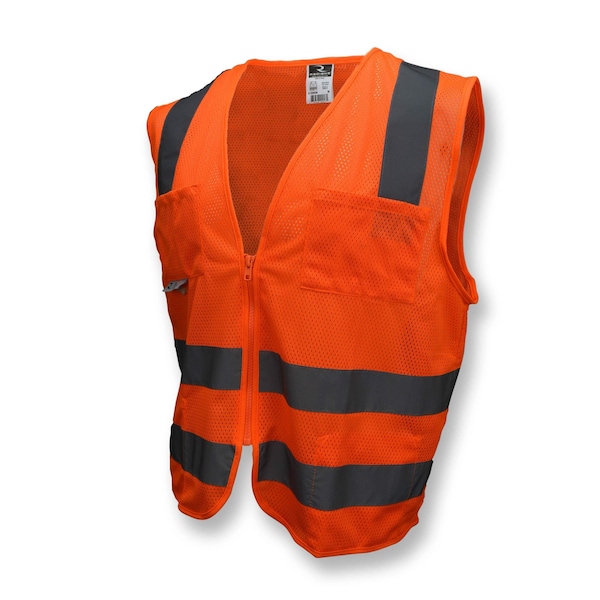 Radians Hi-Vis Safety Vest 5XL Class 2 Solid Back, , Zipper 6 Pockets SV8OM5X - main
