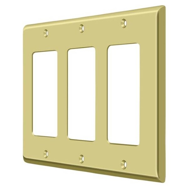 Deltana Switch Plate, Triple Rocker Bright Brass SWP4740U3