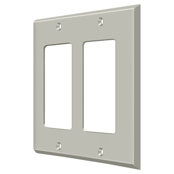 Deltana Switch Plate, Double Rocker Satin Nickel SWP4741U15