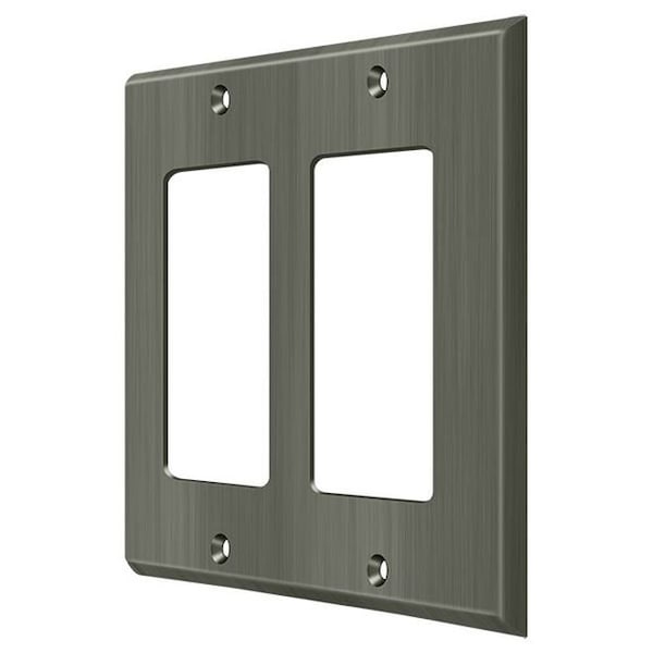 Deltana Switch Plate, Double Rocker Antique Nickel SWP4741U15A - main