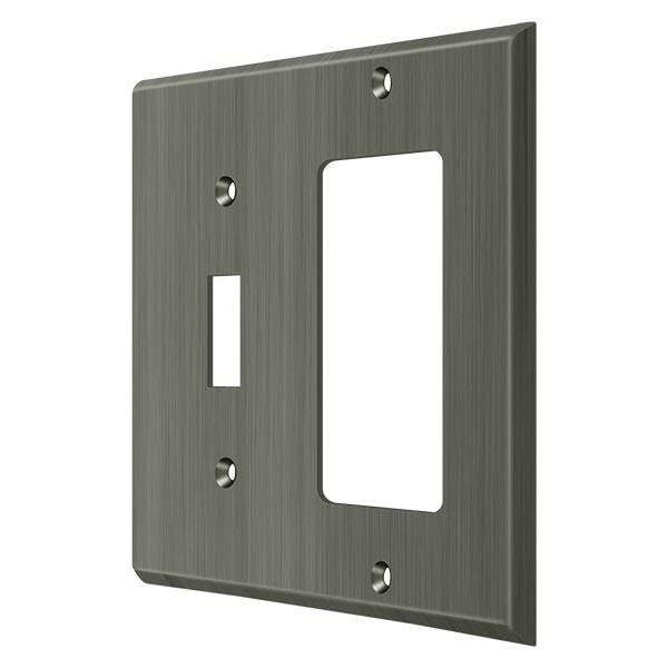 Deltana Single Switch/Single Rocker Switch Plate, Number of Gangs: 2 Solid Brass, Antique Nickel Finish SWP4743U15A - main