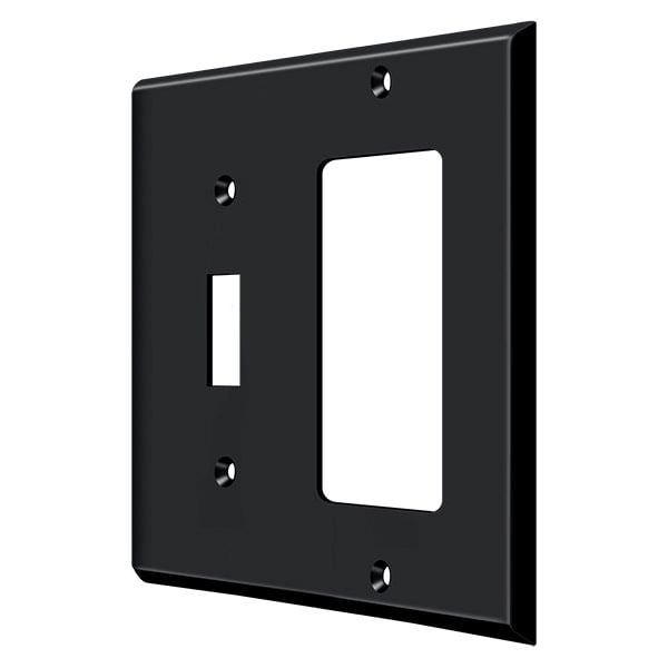 Deltana Single Switch/Single Rocker Switch Plate, Number of Gangs: 2 Solid Brass, Paint Black Finish SWP4743U19 - main