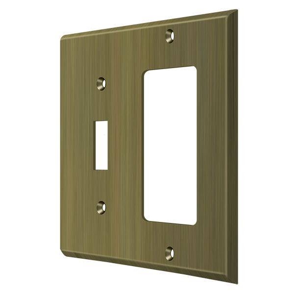 Deltana Single Switch/Single Rocker Switch Plate, Number of Gangs: 2 Solid Brass, Antique Brass Finish SWP4743U5 - main