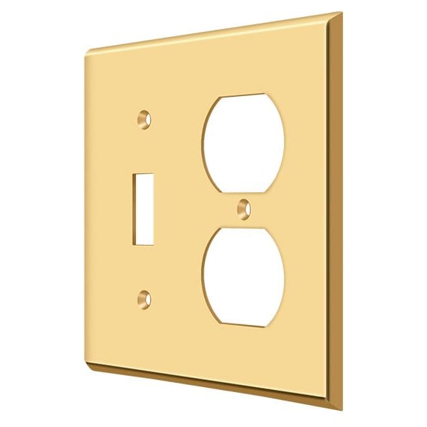 Deltana Switch Plate, Single Switch/Double Outlet Lifetime Brass SWP4762CR003