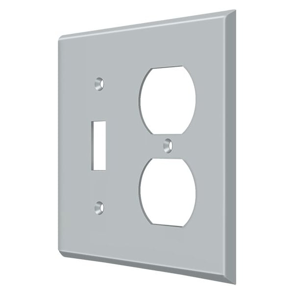 Deltana Single Switch/Double Outlet Switch Plate, Number of Gangs: 2 Solid Brass, Brushed Chrome Finish SWP4762U26D - main