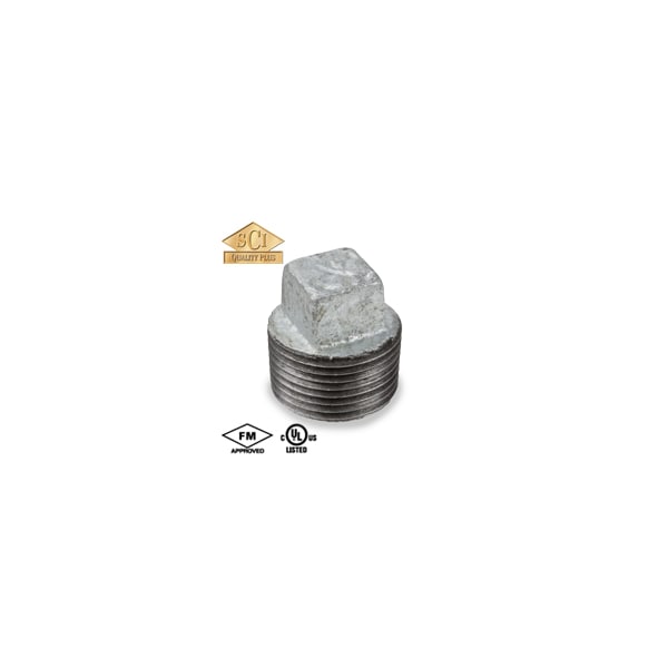 Smith-Cooper Square Plug, Galvanized, 150lb, 4" 4316012424 - main