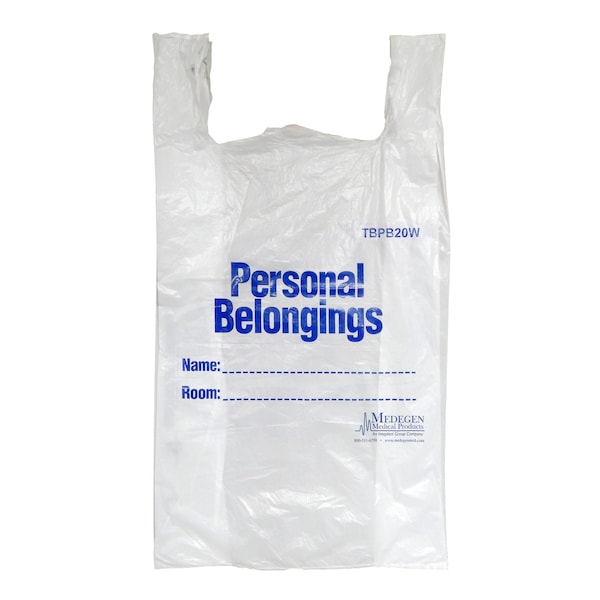Medegen Medical Products Patient Belngng Bag, 6x26x8", Wht/Bl, PK500 TBPB20W - main