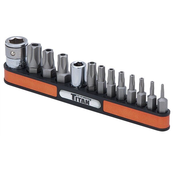 Titan 16091 11-Piece Offset Bit Driver Set - Hex Drive With Holder, Professional Tools