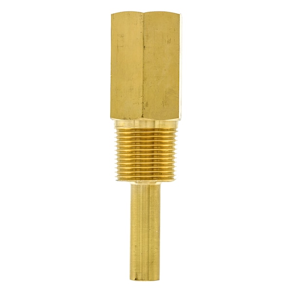 Pic Gauges Thermowell, 4", Brass, 1/2x3/4"NPT, LagStyle TW-BR04-23L2 - main