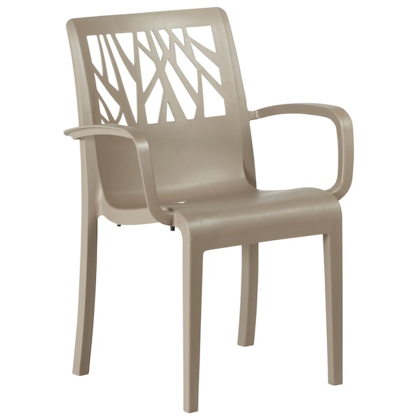 Grosfillex Vegetal Stacking Armchair, Taupe US200181 - main
