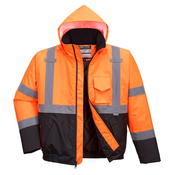 Portwest Hi-Vis Two-Tone Bomber Jacket, 100% Polyester, Orange/Black, S US363 - main